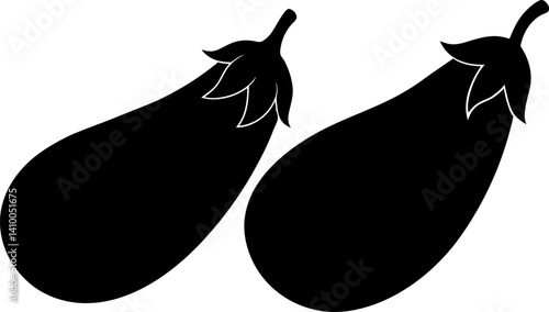 Eggplant art vectors and Set of black eggplants icon silhouette collections