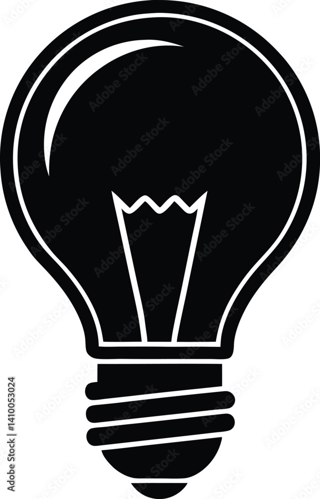 Lamp or Light Bulb Silhouette Vector | Bright Idea Icon in Minimal Black Design Lamp or Light Bulb Silhouette Vector | Bright Idea Icon in Minimal Black Design