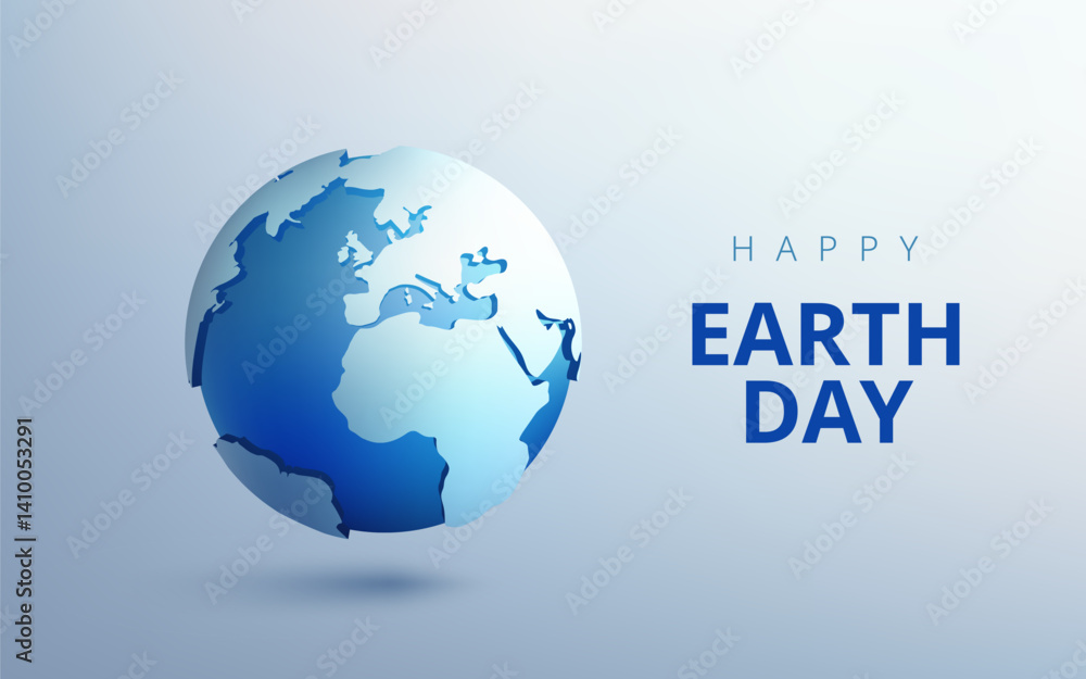 3D illustration of Earth Day concept with a blue globe, continents, and eco friendly. Represents planet conservation, environmental care, and nature protection. Poster banner. Not AI. 3D illustration of Earth Day concept with a blue globe, continents, and eco friendly. Represents planet conservation, environmental care, and nature protection. Poster banner. Not AI.