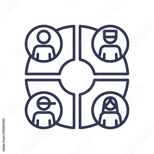 Illustration of diverse customer categories in a segmented circle.