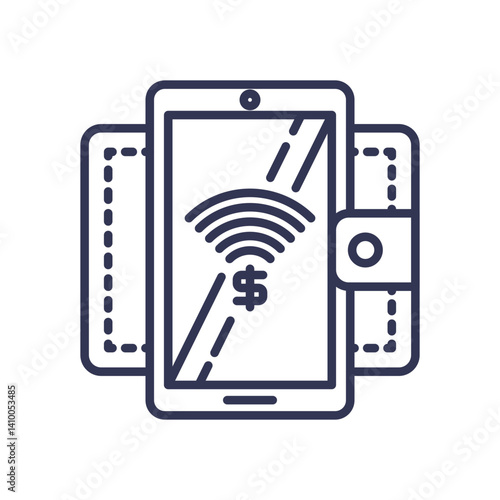 Illustration of a smartphone with a wallet, symbolizing mobile payments and digital wallets.