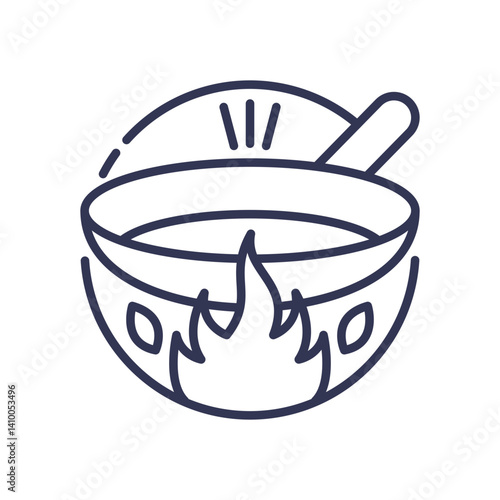 A pot over a flame symbolizes cooking techniques like boiling or simmering.