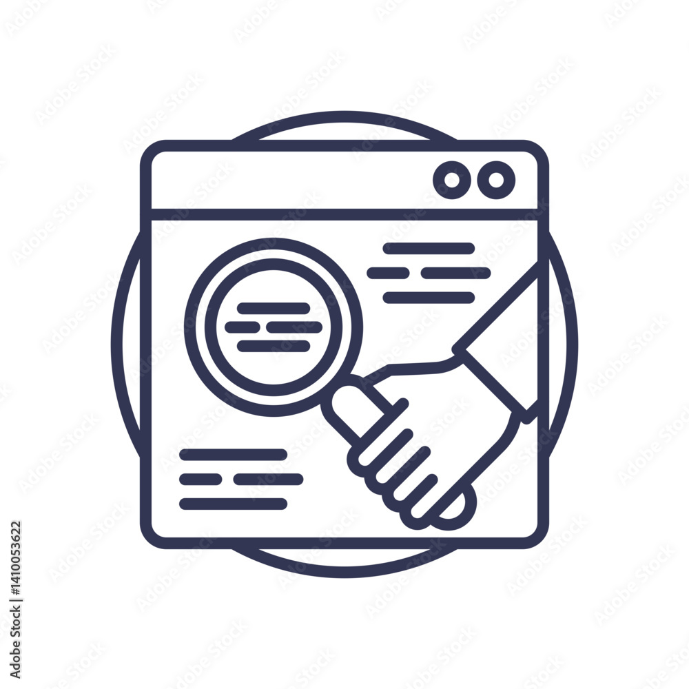 Magnifying glass over a webpage symbolizes data extraction and analysis. Magnifying glass over a webpage symbolizes data extraction and analysis.