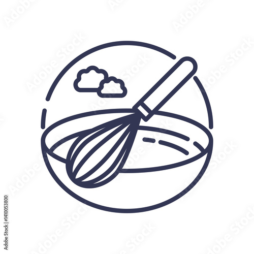 Illustration of a whisk in a bowl, symbolizing hands-on learning in cooking.