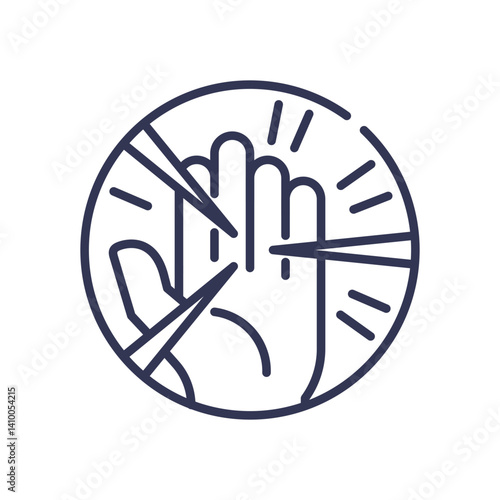 Hand with lines symbolizing piercing sensation or pain.