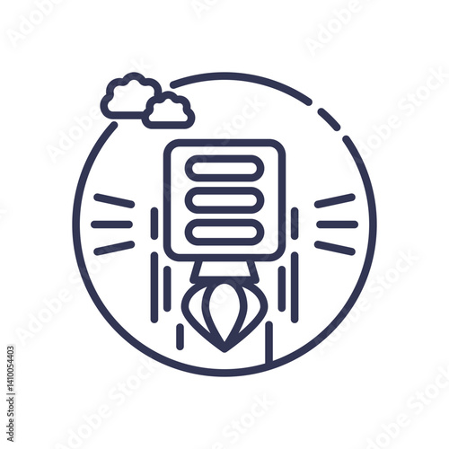 Rocket launching server symbolizes rapid deployment and innovation.