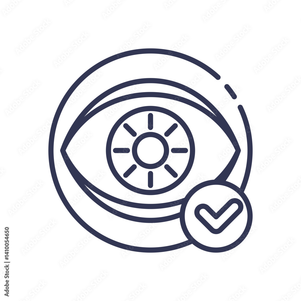 Eye with checkmark symbolizes supervision and verification. Eye with checkmark symbolizes supervision and verification.