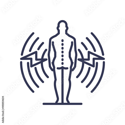 Illustration of a human figure with back pain indicators, symbolizing symptom detection.