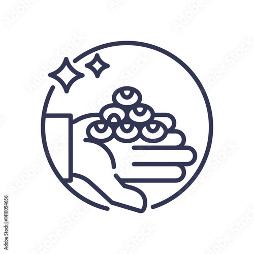 Hand holding coins symbolizes support and provision.