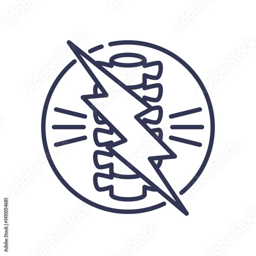 Illustration of a spine with a lightning bolt, symbolizing sudden back pain.