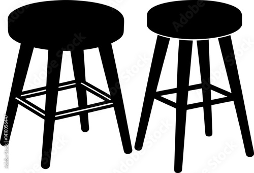 Stool art vectors and Set of black stool icon silhouette collections
