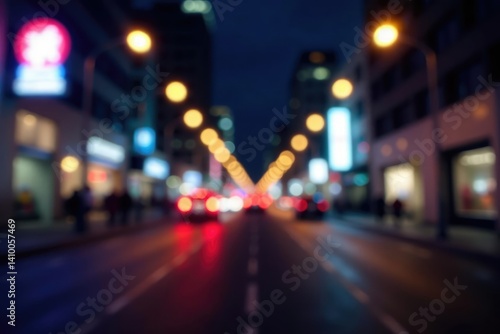 Abstract late-night city lights, blurred motion, art, depth