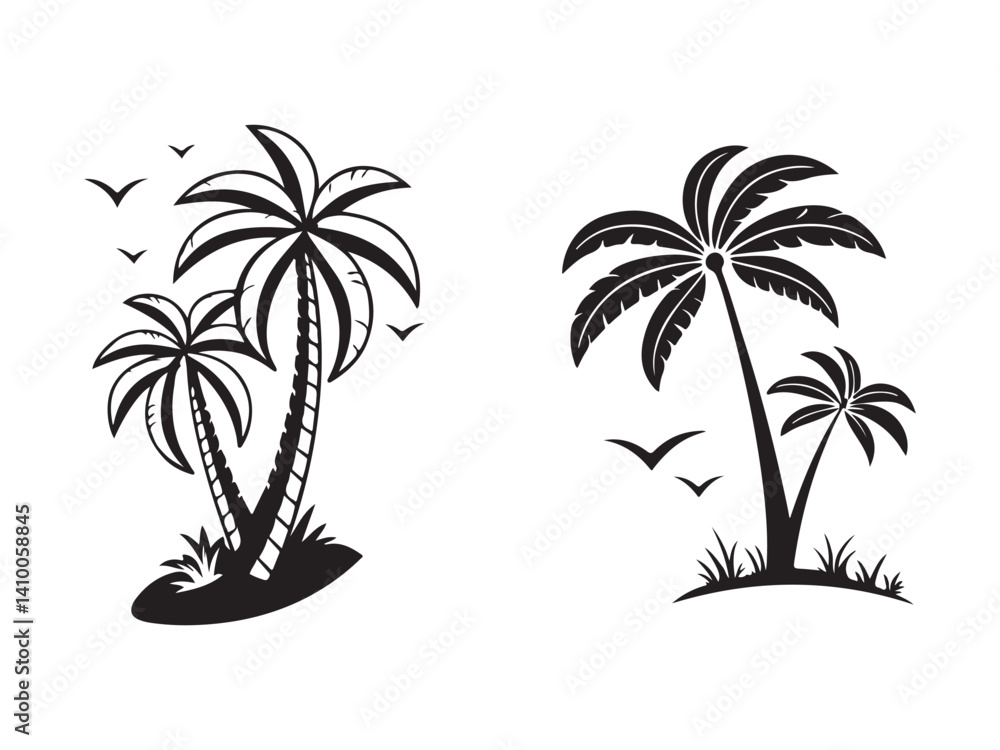 Obraz premium set of palm trees silhouette