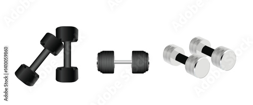 Set of dumbbell vector on white isolated