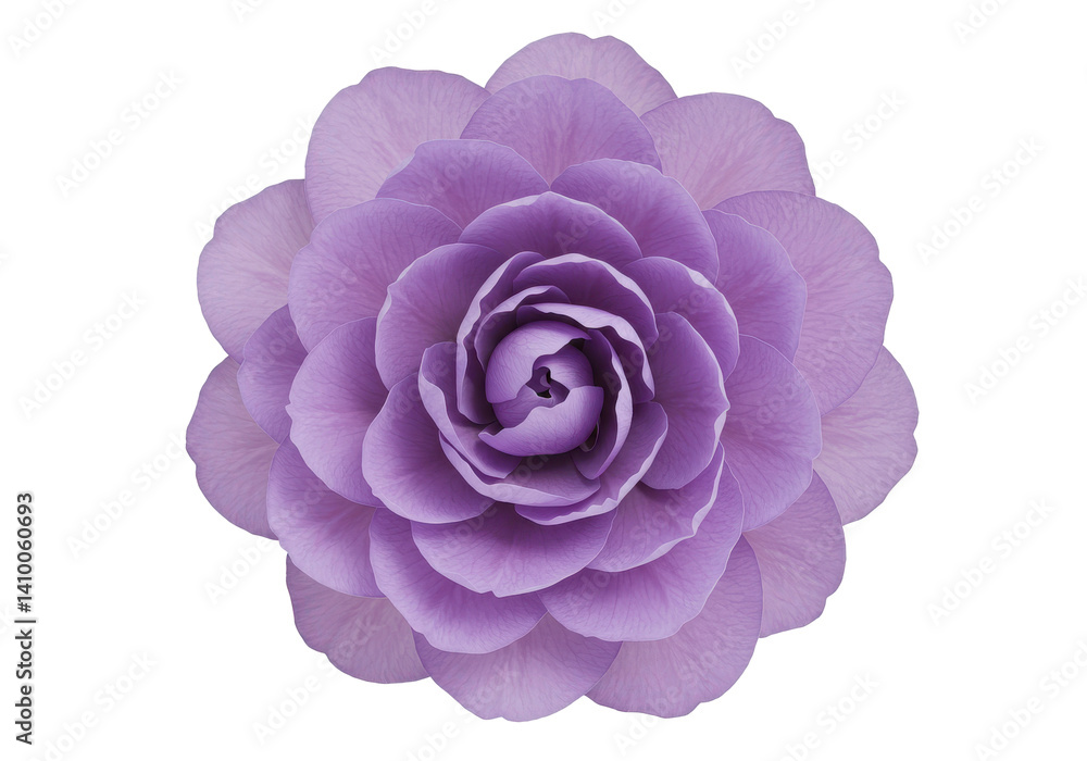 Detailed view of a  purple flower isolated on white background