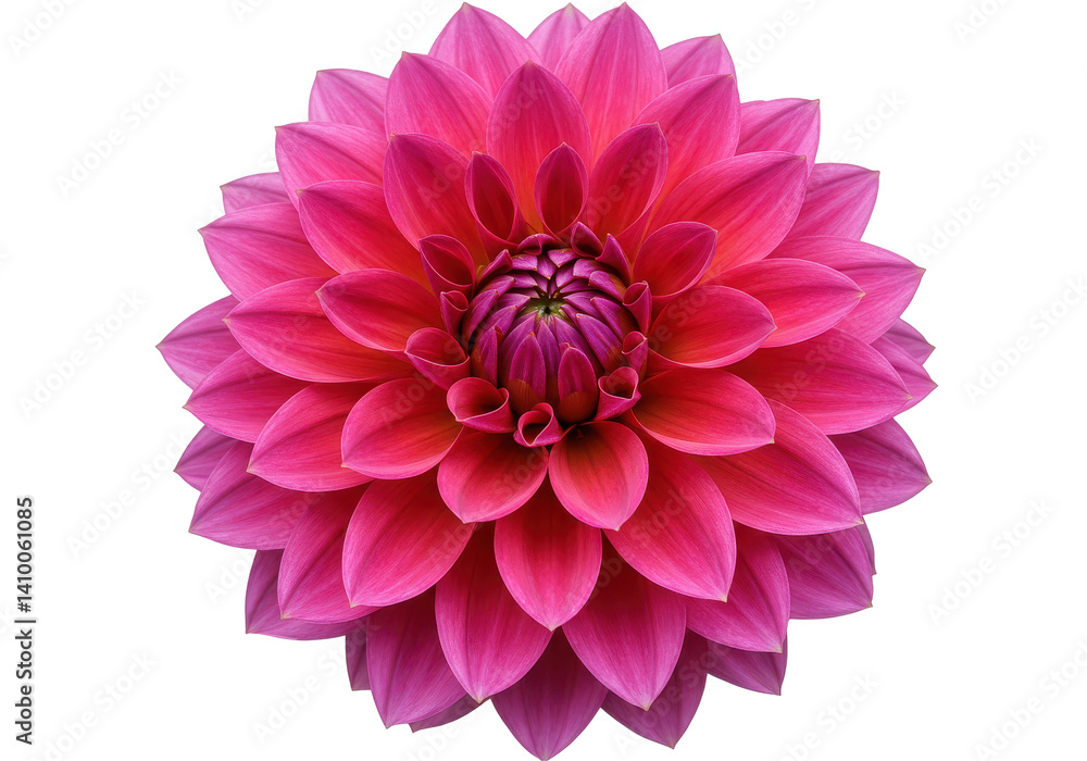 Vibrant pink dahlia isolated on white background Vibrant pink dahlia isolated on white background