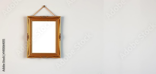 Empty vintage photo frame hanging on wall; ready for your photos,  memory keeper, clip frame