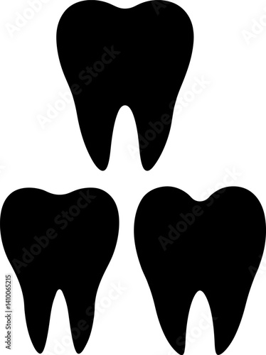 Tooth art vectors and Set of black tooth icon silhouette collections