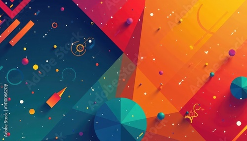 Geometric shapes with bold lines and contrasting colors, style, minimalist, decoration