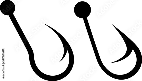 Fishing hook art vectors and Set of fishhook icon silhouette collections
