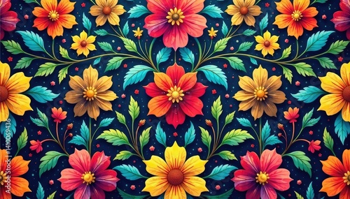 Intricate floral design, repeating seamlessly , summer, aesthetic