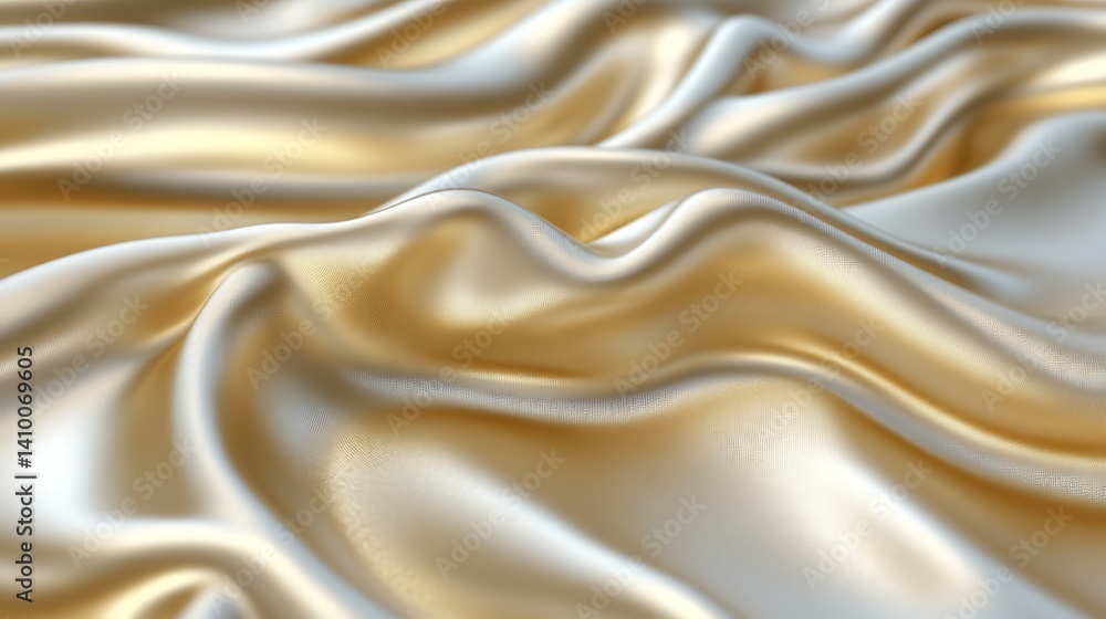 Fototapeta premium Elegant Draped Gold Satin Fabric Texture