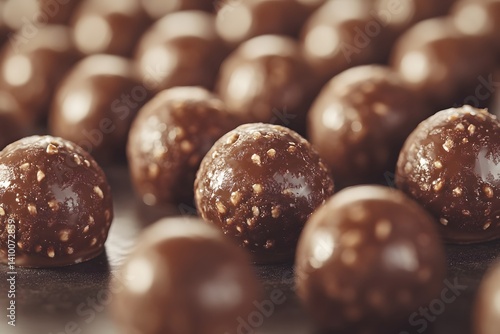 Wallpaper Mural Close-Up of Melted Chocolate Truffles with Crunchy Toppings and Chocolate Chips Torontodigital.ca