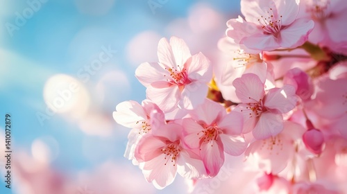 Vibrant Pink Cherry Blossom Petals: Serene Spring Nature in Bloom