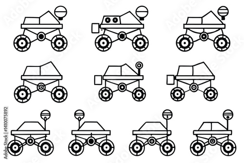 mars rover line art robot design for mars exploration