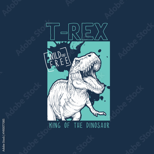 T Rex King Of THe Dinosaur vecor illustration graphic tee