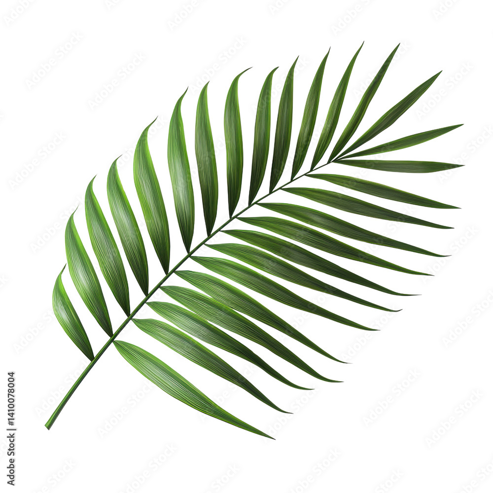 Fototapeta premium Tropical Green Palm Leaf Isolated on White Background with Detail