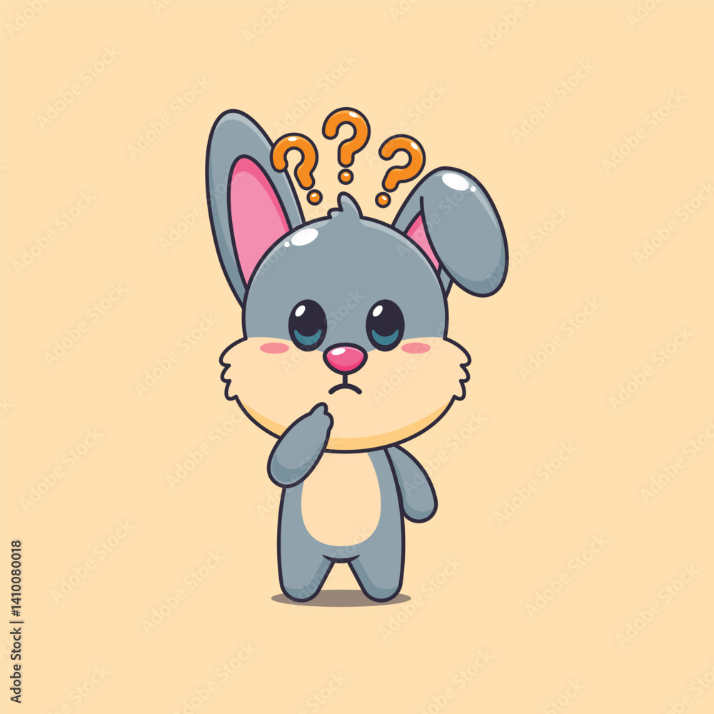 Fototapeta premium Cute rabbit cartoon vector illustration is confused