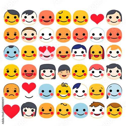 set of cartoon hearts