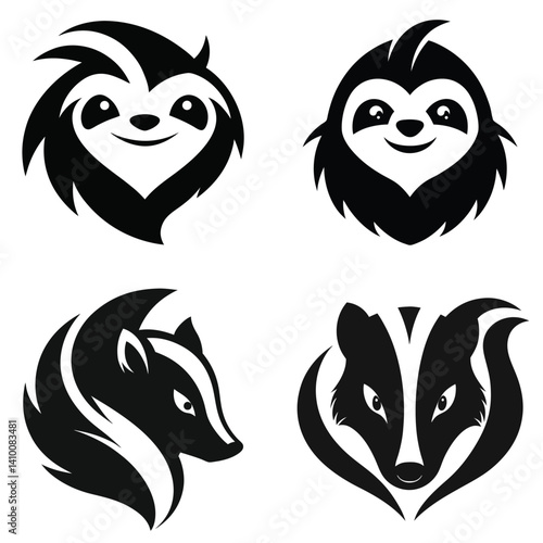 Playful Creature Collection: Four charming illustrations of different animals, with a focus on cuteness, inviting smiles, and embodying the spirit of a fun, relaxed, and inviting visual narrative.