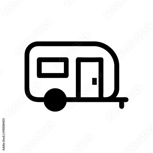 Caravan Camper Trailer Line Icon Vector