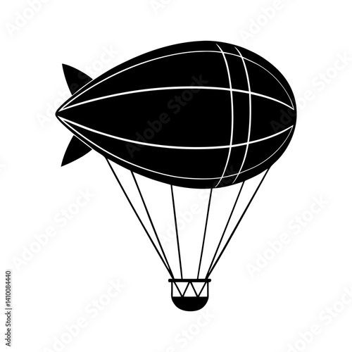 Dirigible Airship Silhouette Icon Vector
