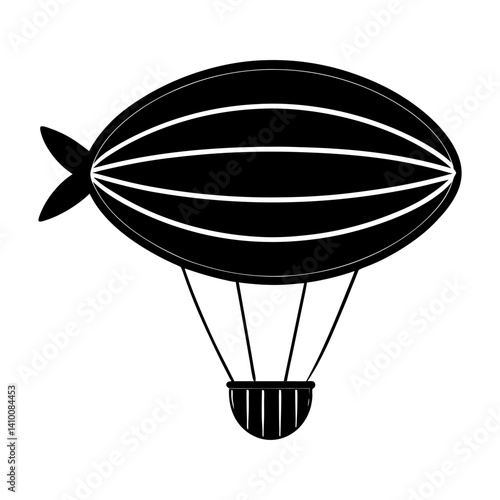 Dirigible Airship Silhouette Icon Vector