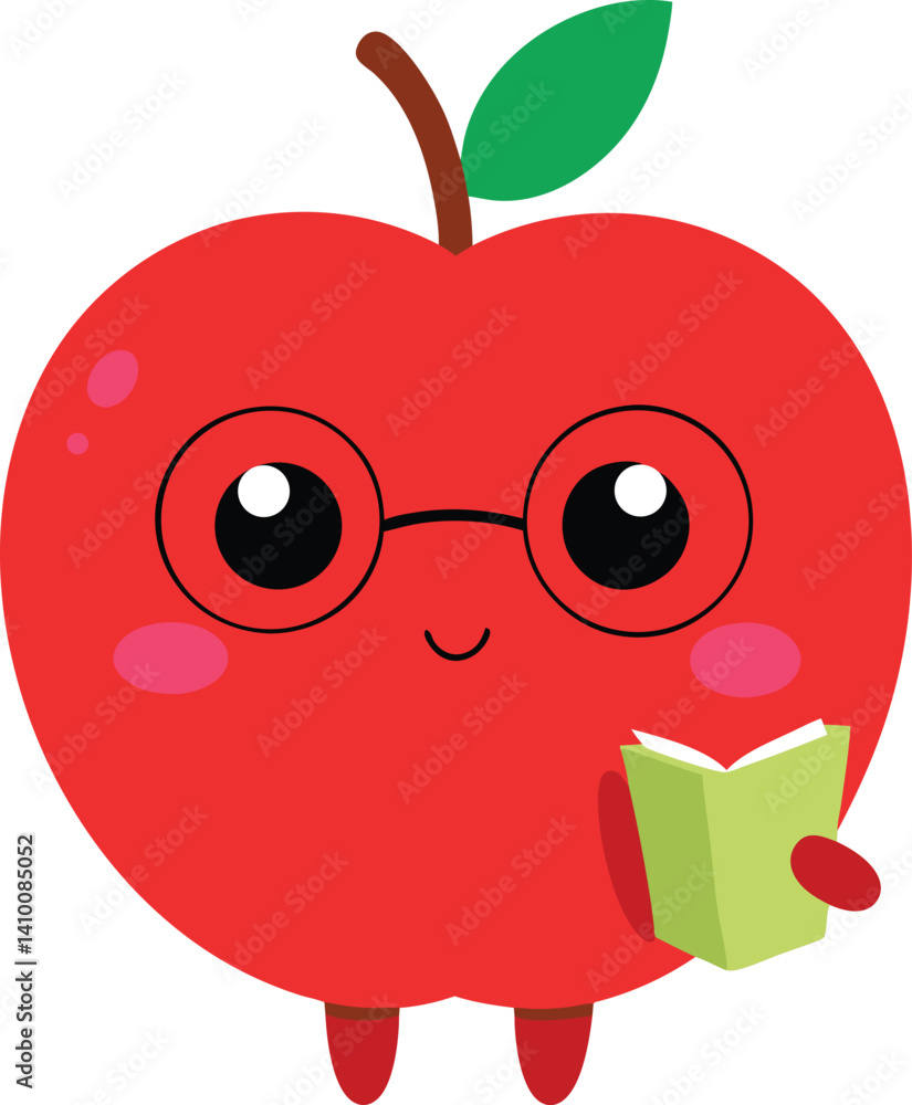 Fototapeta premium red apple with a worm