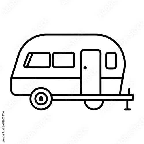 
Caravan Travel Trailer Camper Vector Icon Line Art
