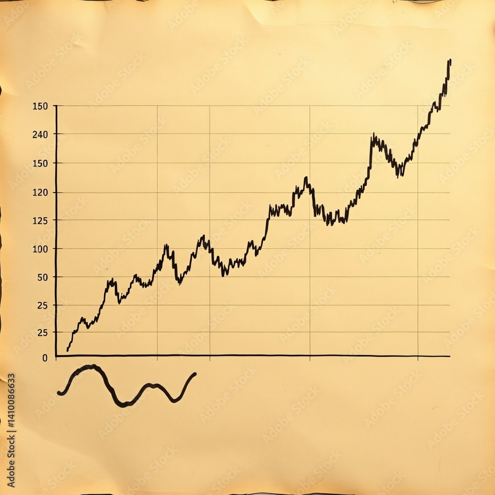 Graph Showing an Increasing Trend on Old Paper Background Graph Showing an Increasing Trend on Old Paper Background