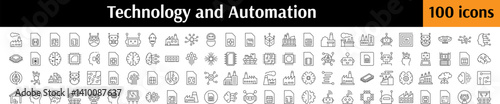 Chip, Robot, Factory, Artificial Intelligence Modern Outline Style Icons for Design, Cards, Apps, Social Networks