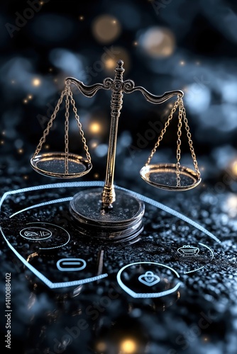 Obraz na płótnie Conceptual representation of trademark and patent law with symbols of legal protection in intellectual property w salonie