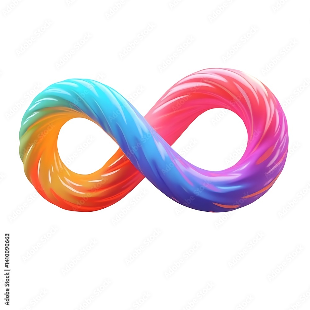 Rainbow Infinity 3D Icon Vibrant Plastic Design on White Rainbow Infinity 3D Icon Vibrant Plastic Design on White
