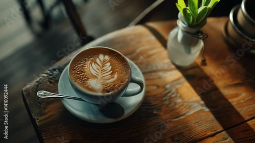 Latte Art in a Cozy Cafe Setting