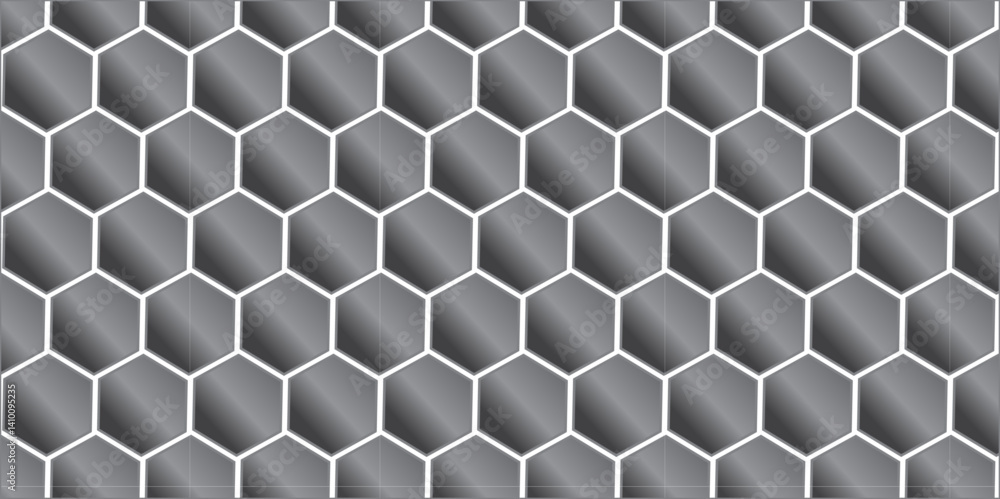 Fototapeta premium Seamless hexagon metal grid pattern with a geometric honeycomb design