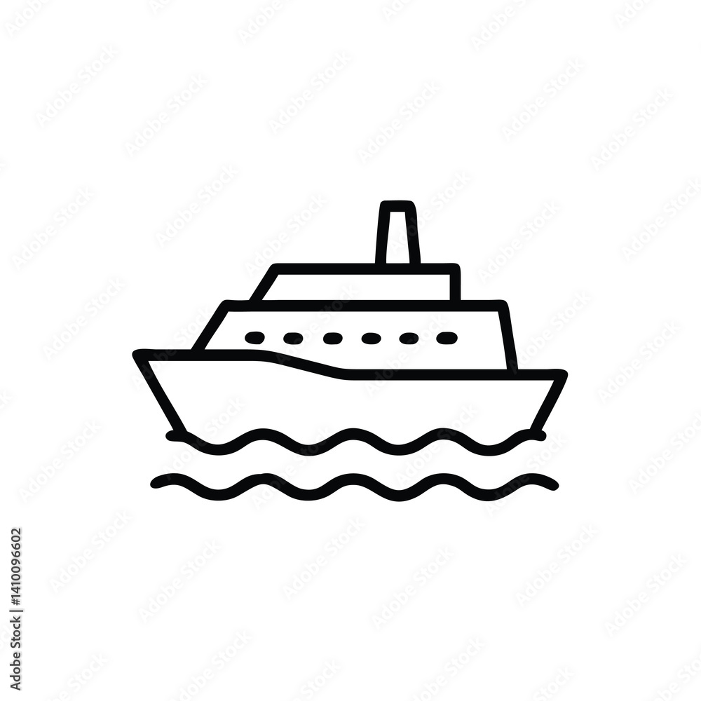 Ship Outline Icon On Water Minimalist Nautical Vessel Symbol Vector Ship Outline Icon On Water Minimalist Nautical Vessel Symbol Vector