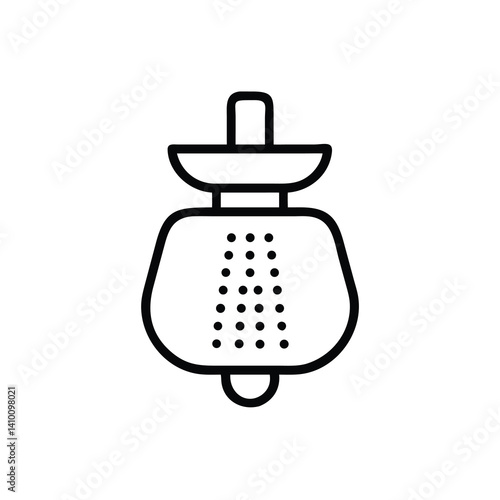 Tea Infuser Icon Black And White Minimalist Kitchen Utensil Line Art Vector
