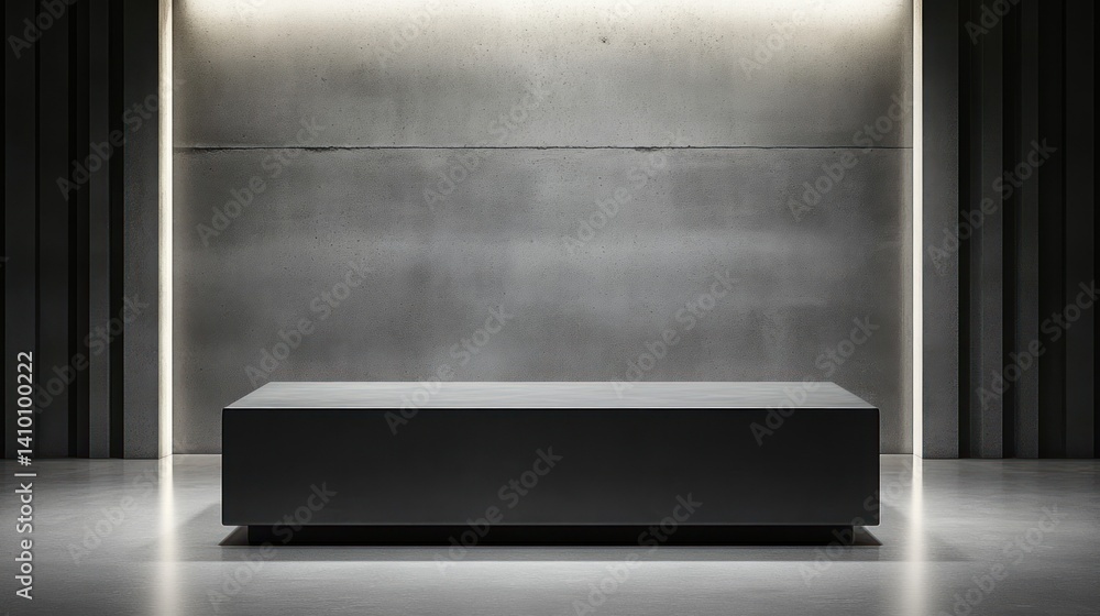 Obraz premium Minimalist Concrete Interior with a Dark Display Platform