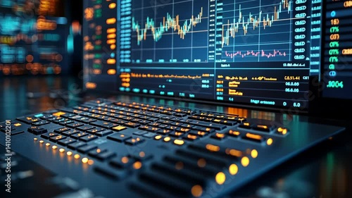 Stock Market Data Analysis on Computer Screen