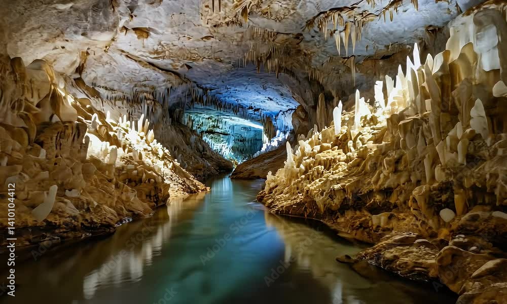 breathtaking natural cave tunnel video showing underground river ...